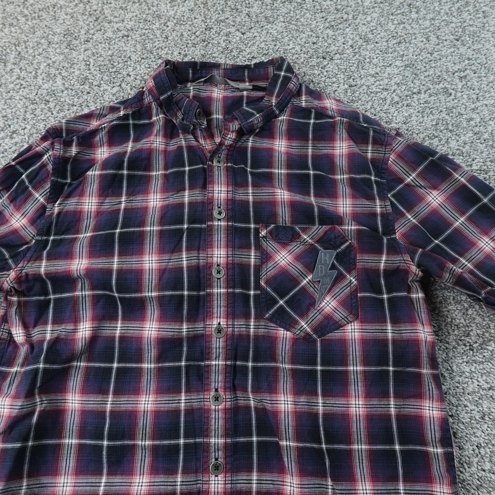Harley Davidson Shirt Mens M Blue Red Plaid Short Sleeve Button Up Motorcycle
